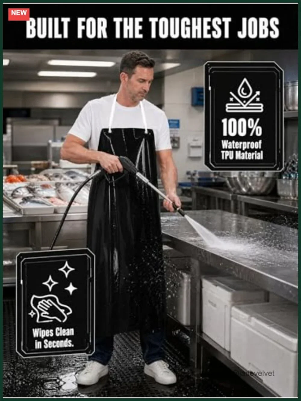 Waterproof TPU Lightweight Work Apron for Kitchen Cooking Cleaning